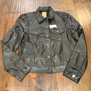 Gap Puff Sleeve Vegan Leather Jacket size Small NWT Minimalist Streetwear